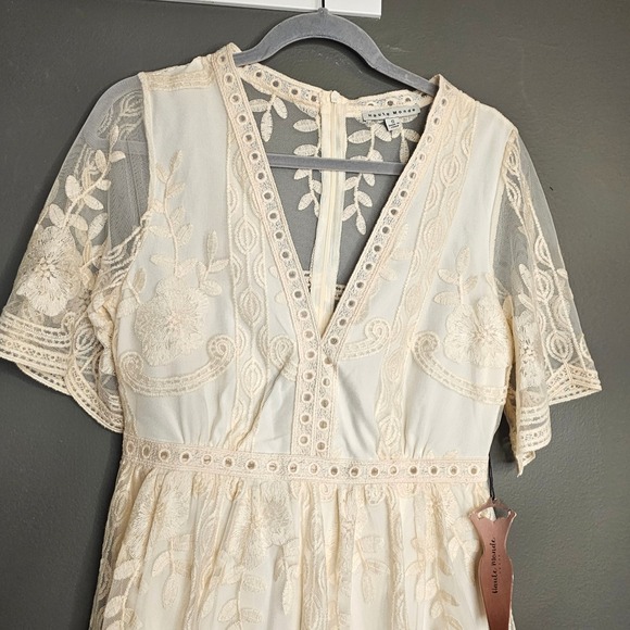 Haute Monde Ivory Lace Boho Cottagecore Prairie Dress NWT Engagement Small - Picture 3 of 9